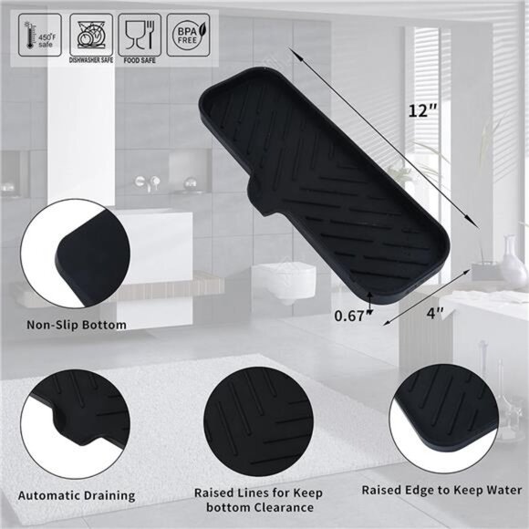 Silicone Bathroom Soap Dishes with Drain Spout-Bathroom and Kitchen Sink - Picture 2 of 7